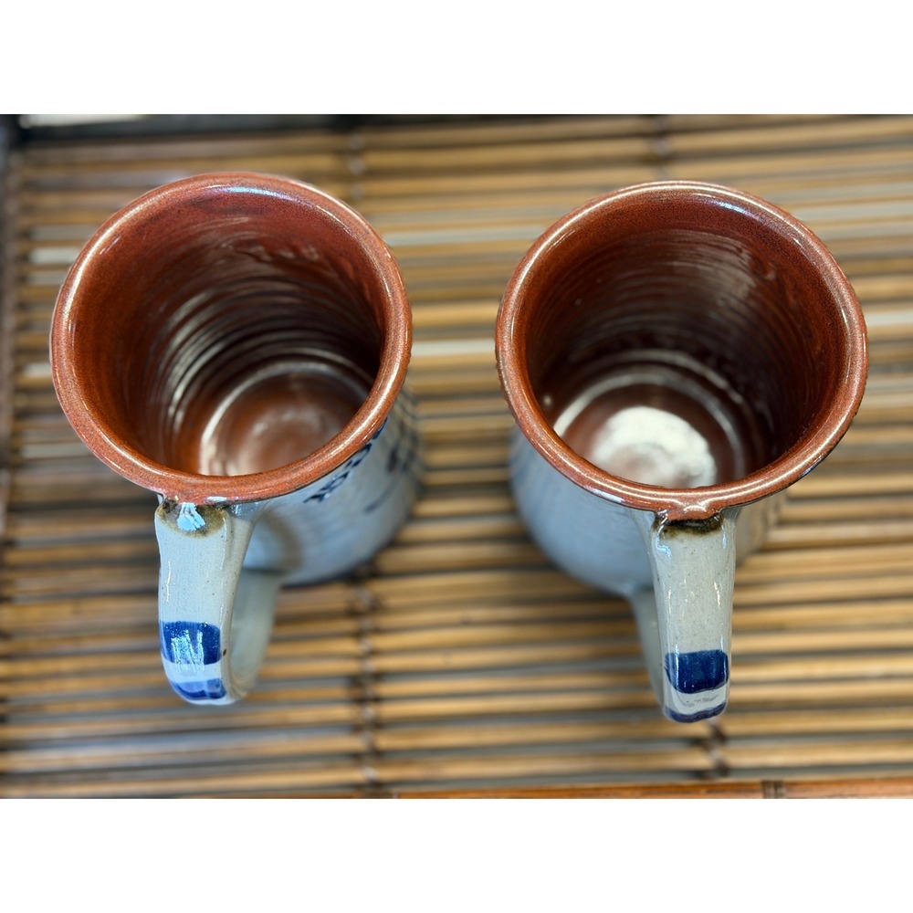 Vintage Salt Glaze Stoneware Mugs Set of 2 Eton 1533 & Ullswater Place 1746 Blue - Picture 4 of 5